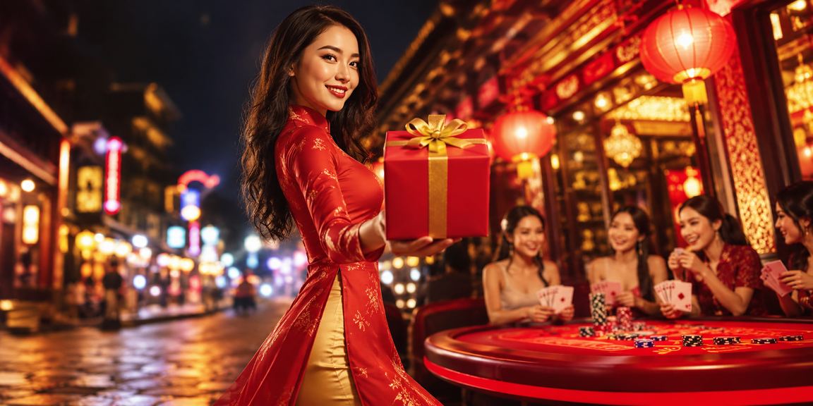 Người phụ nữ trong trang phục áo dài tham gia trò chơi bài ở Sapa